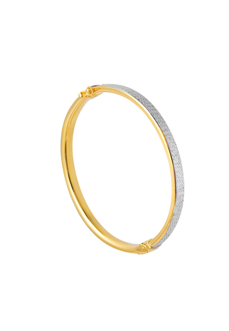 TOMEI Dual-Tone Lasered Cut Bangle, Yellow Gold 916