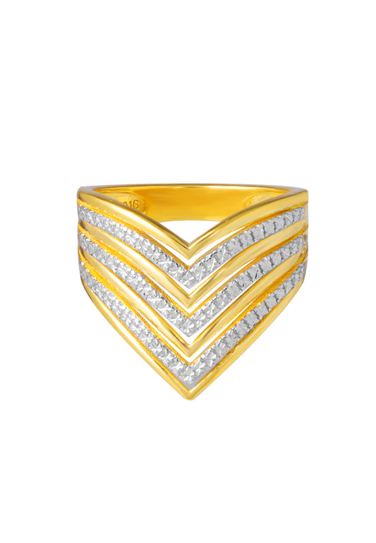 TOMEI Diamond Cut Collection V-Layered Ring, Yellow Gold 916