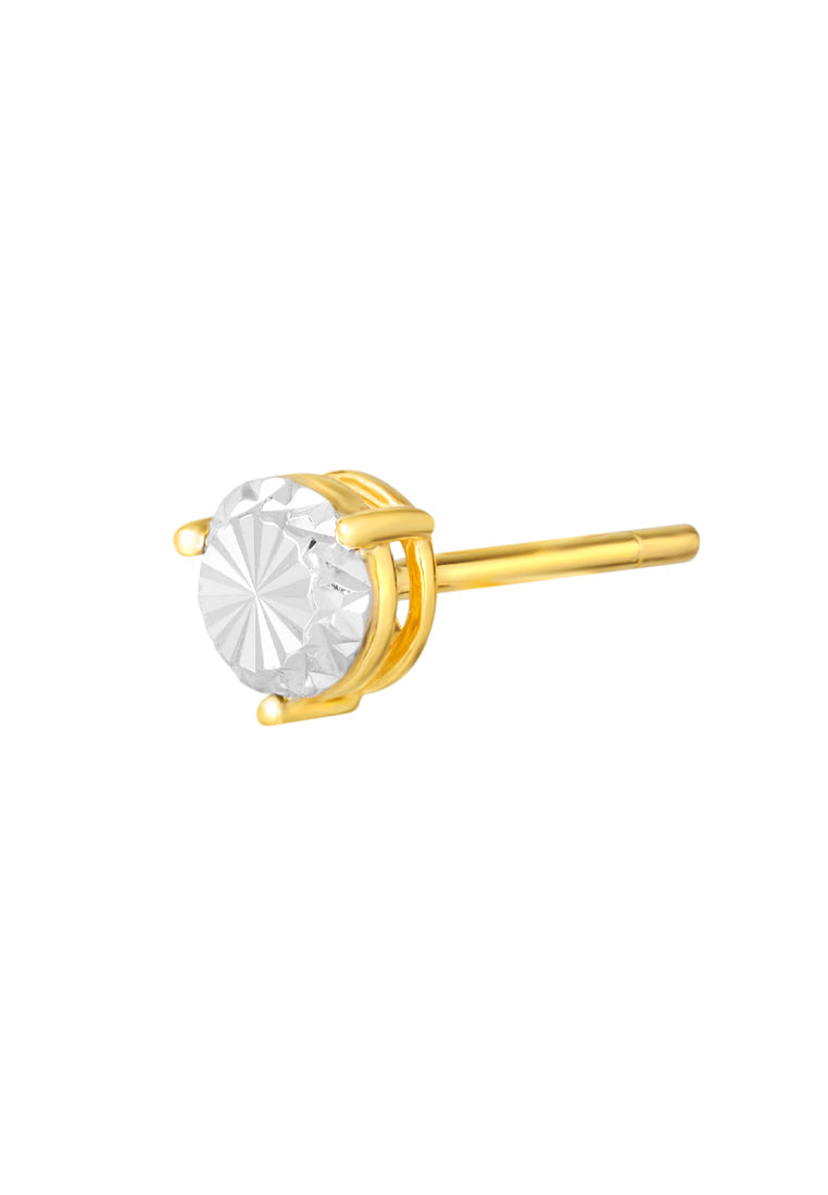 TOMEI Diamond Cut Collection Solitaire Earrings, Yellow Gold 916