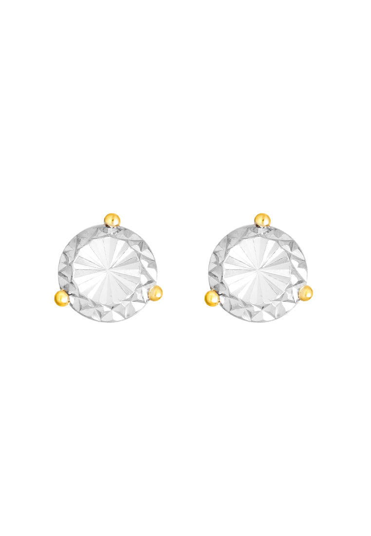 TOMEI Diamond Cut Collection Solitaire Earrings, Yellow Gold 916