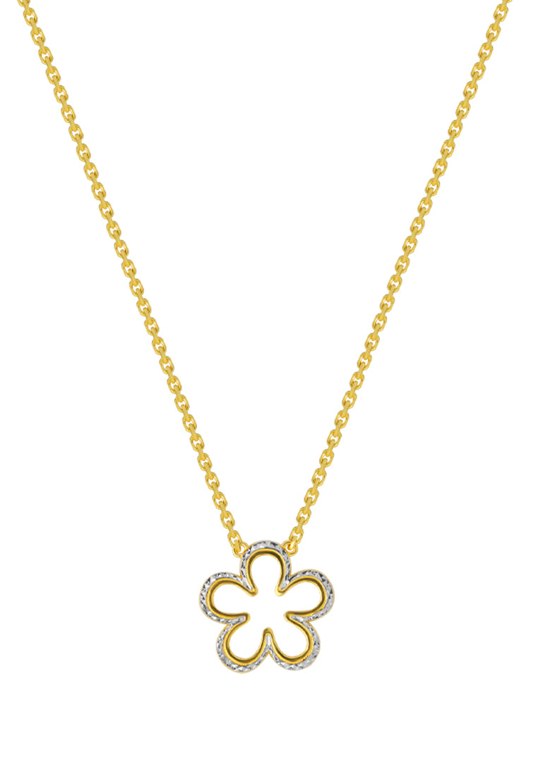 TOMEI Dual-Tone Flower Necklace, Yellow Gold 916