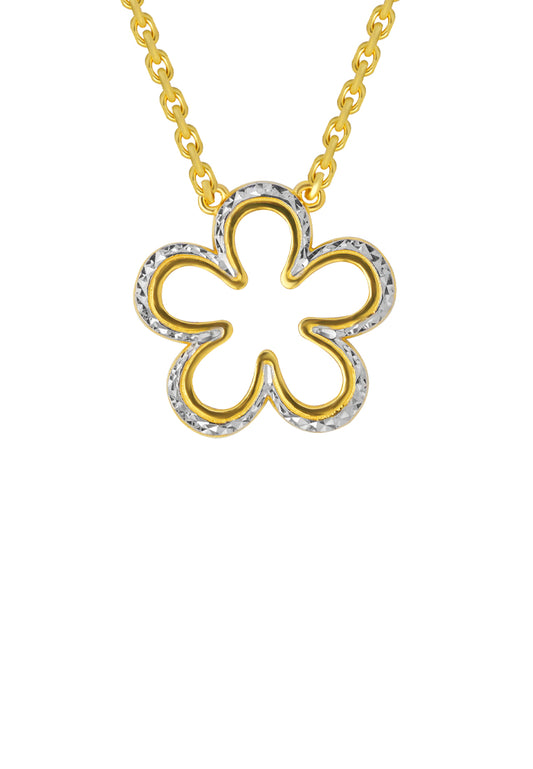 TOMEI Dual-Tone Flower Necklace, Yellow Gold 916