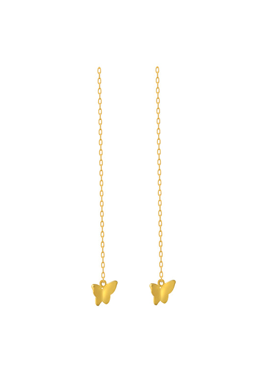 TOMEI Butterfly Drop Earrings, Yellow Gold 916
