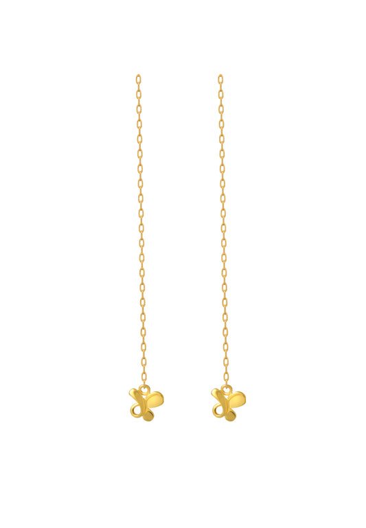 TOMEI Butterfly Drop Earrings, Yellow Gold 916