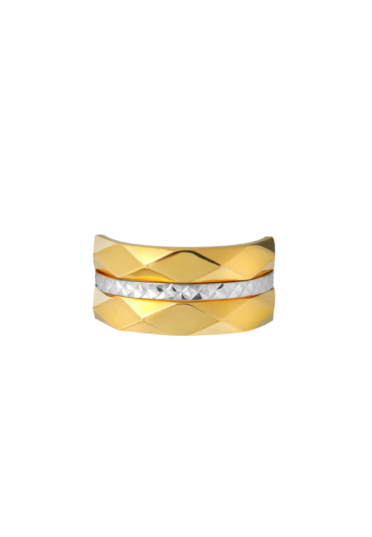 TOMEI Lusso Italia Dual-Tone Ring, Yellow Gold 916