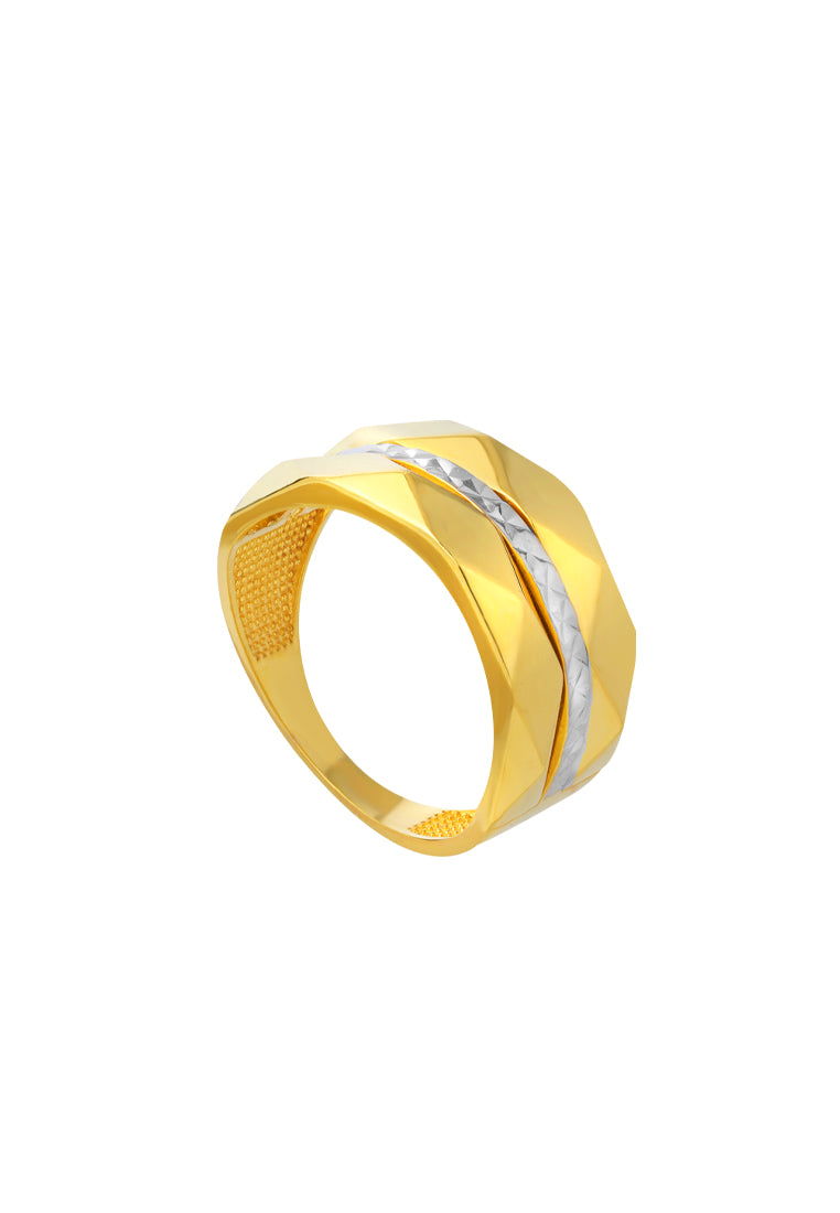 TOMEI Lusso Italia Dual-Tone Ring, Yellow Gold 916