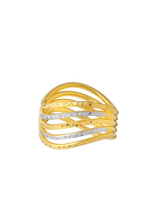 TOMEI Dual-Tone Ring, Yellow Gold 916