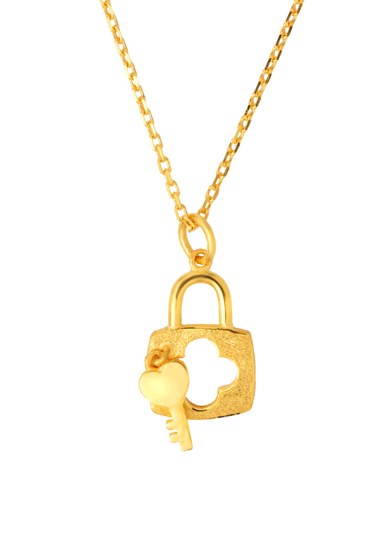 TOMEI Padlock & Key Necklace, Yellow Gold 999 (5D)