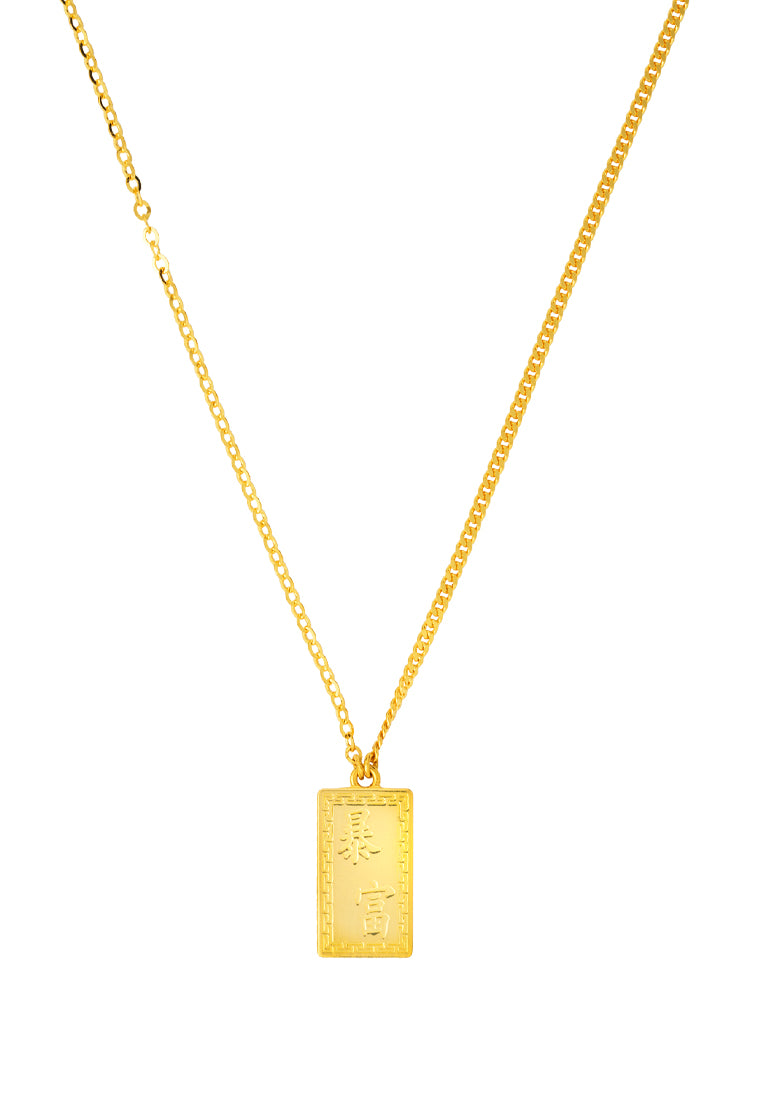 TOMEI Single Diamond Cut Goldbar Necklace, Yellow Gold 999