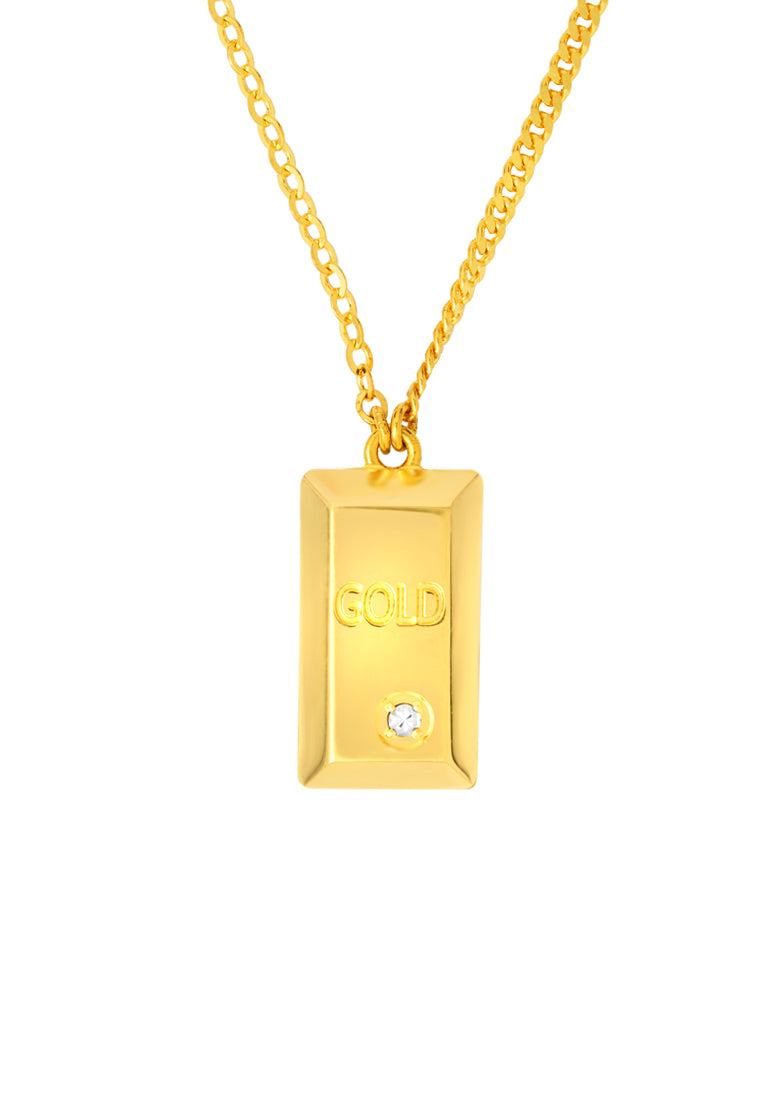 TOMEI Single Diamond Cut Goldbar Necklace, Yellow Gold 999