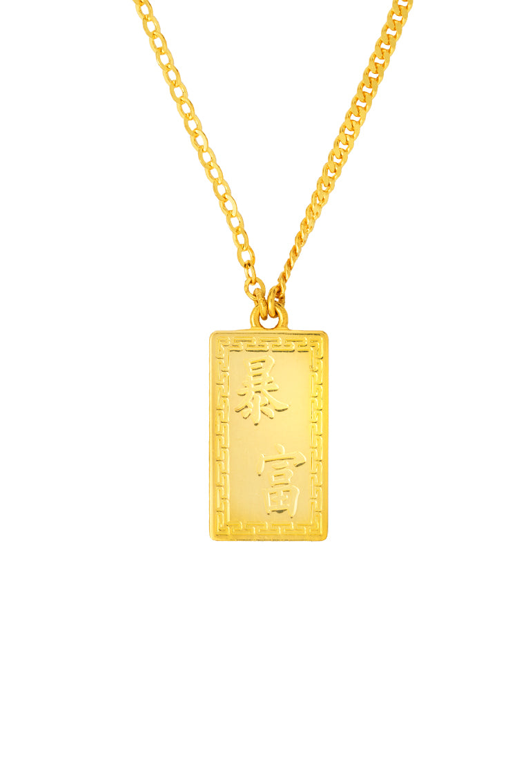 TOMEI Single Diamond Cut Goldbar Necklace, Yellow Gold 999