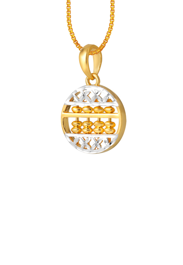 TOMEI Dual-Tone Round Abacus Pendant, Yellow Gold 916