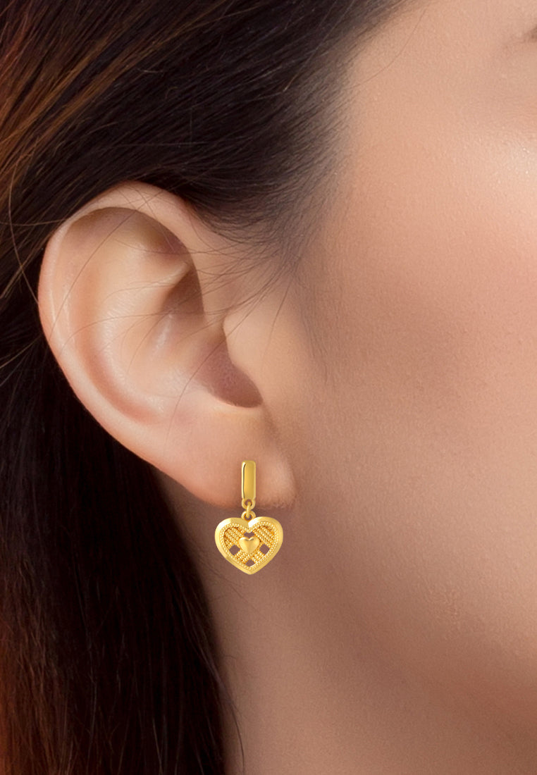 TOMEI X XIFU  Wofen-Hearted Earrings, Yellow Gold 999