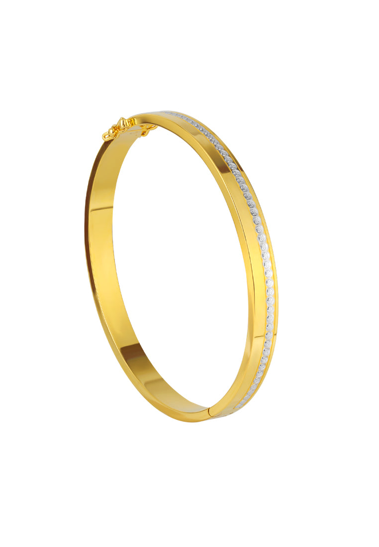 TOMEI Dual-Tone Bangle, Yellow Gold 916