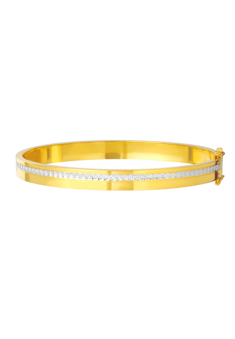 TOMEI Dual-Tone Bangle, Yellow Gold 916