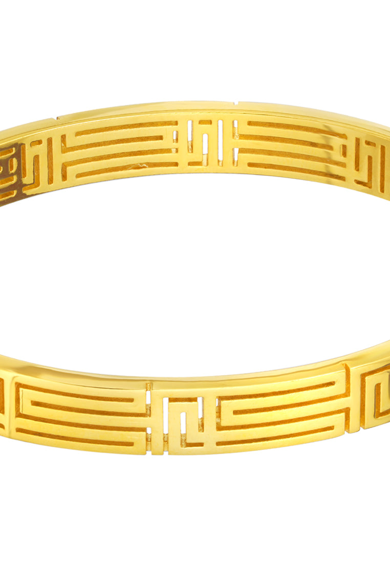TOMEI Meander Pattern Bangle, Yellow Gold 916