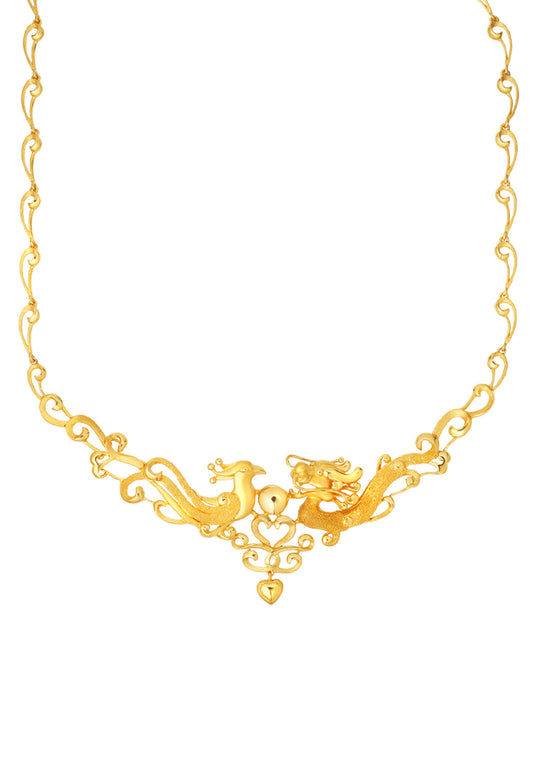 TOMEI Eternal Dance Of The Dragon & Phoenix Necklace, Yellow Gold 916