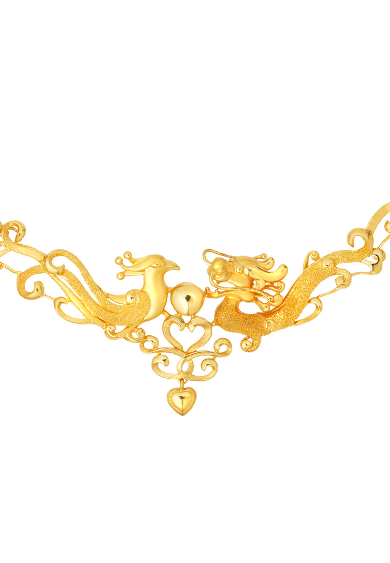 TOMEI Eternal Dance Of The Dragon & Phoenix Necklace, Yellow Gold 916