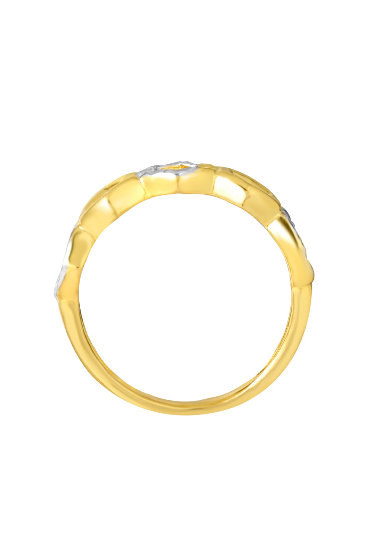 TOMEI Dual-Tone Oxagon Ring, Yellow Gold 916