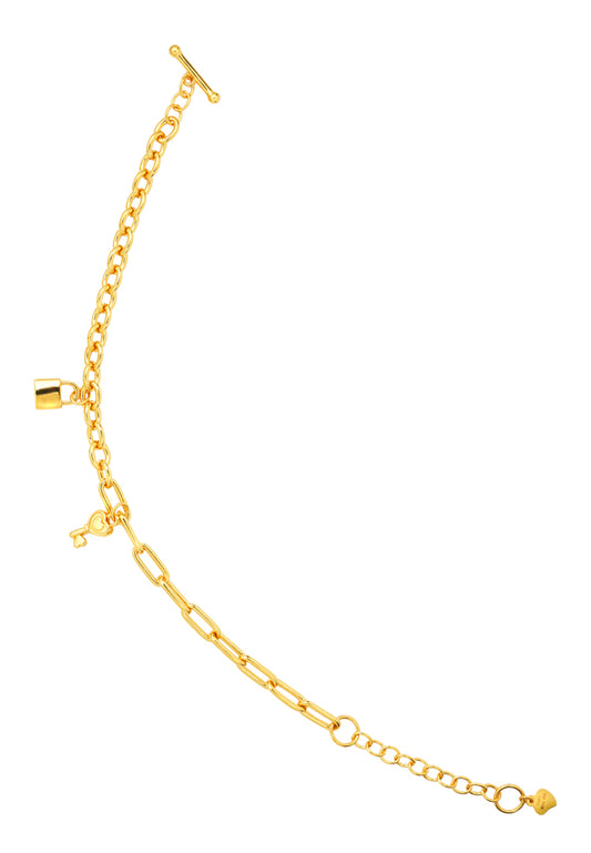 TOMEI Key & Lock Bracelet, Yellow Gold 999 (5D)