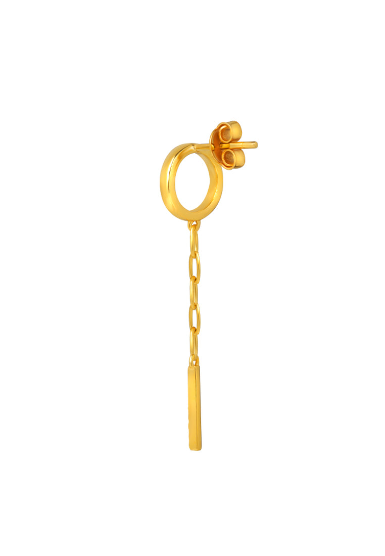 TOMEI Dual-Tone Circle & Bar Drop Earrings, Yellow Gold 916