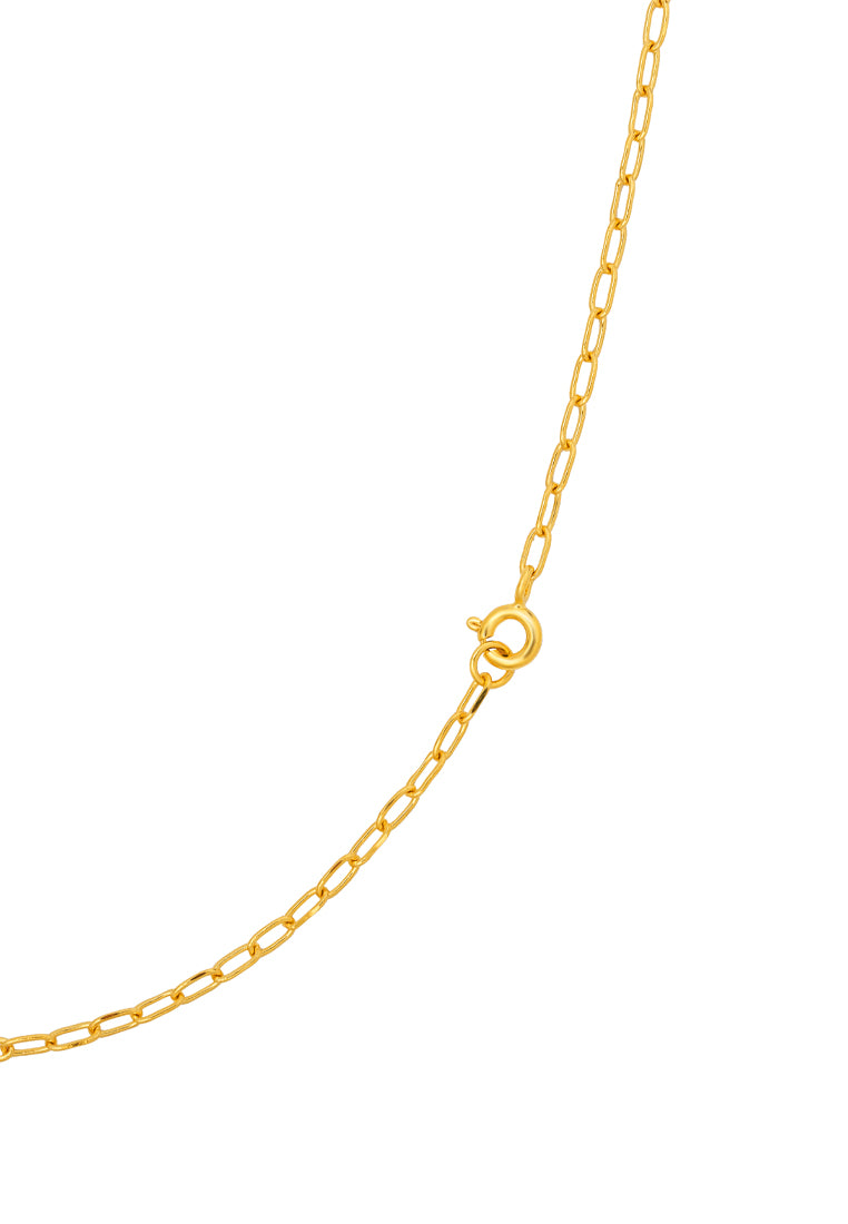 TOMEI Dual-Tone Circle & Bar Necklace, Yellow Gold 916