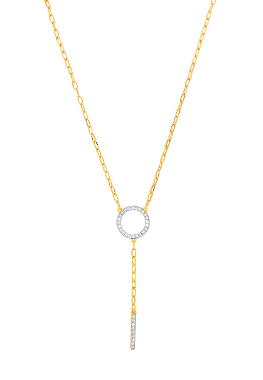 TOMEI Dual-Tone Circle & Bar Necklace, Yellow Gold 916