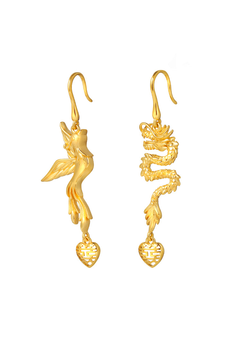 TOMEI Dragon Phoenix Earrings, Yellow Gold 916