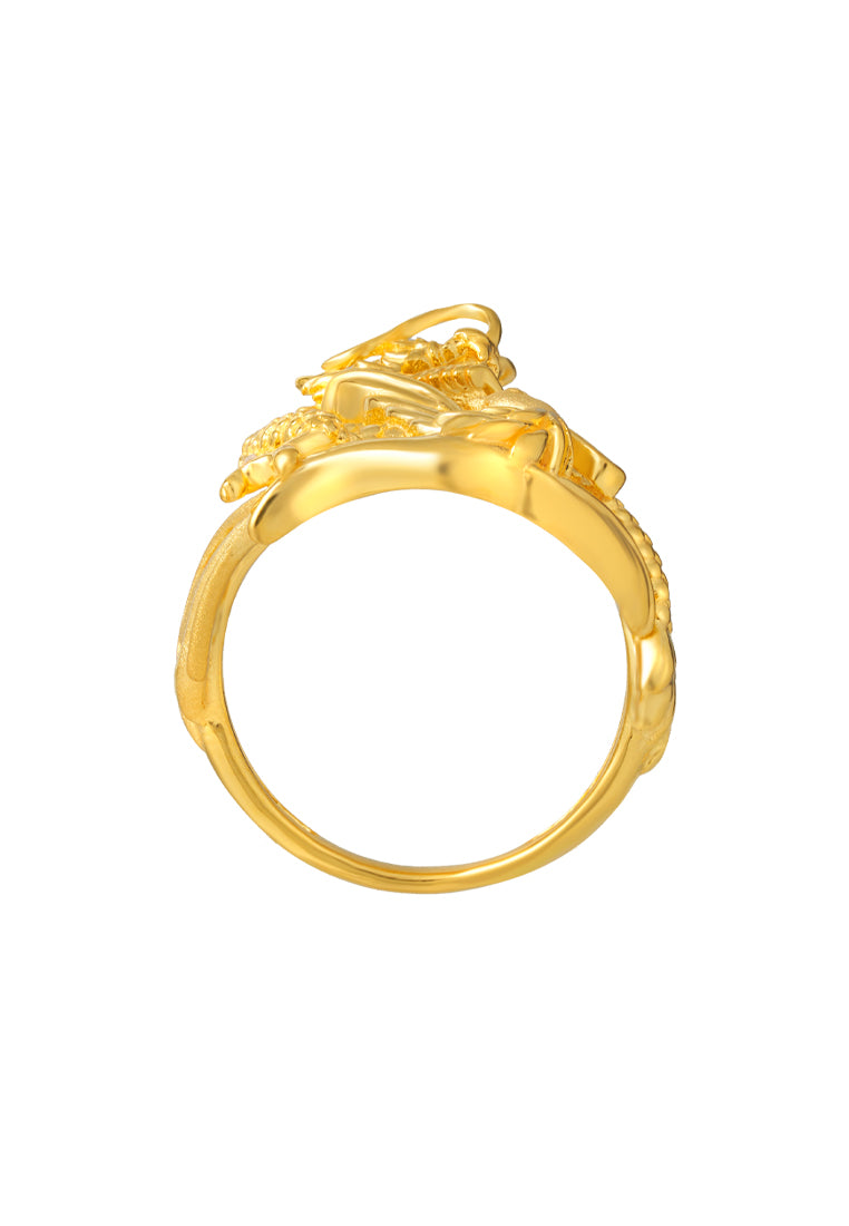 TOMEI Dragon Phoenix Ring, Yellow Gold 916