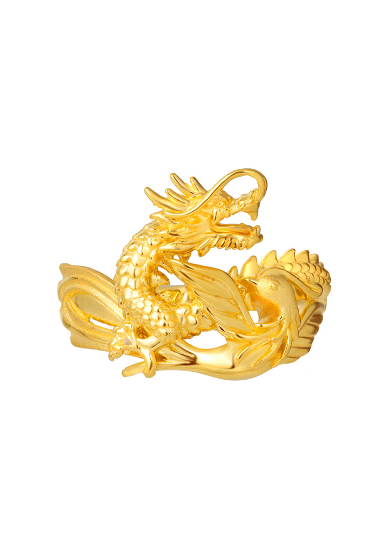 TOMEI Dragon Phoenix Ring, Yellow Gold 916