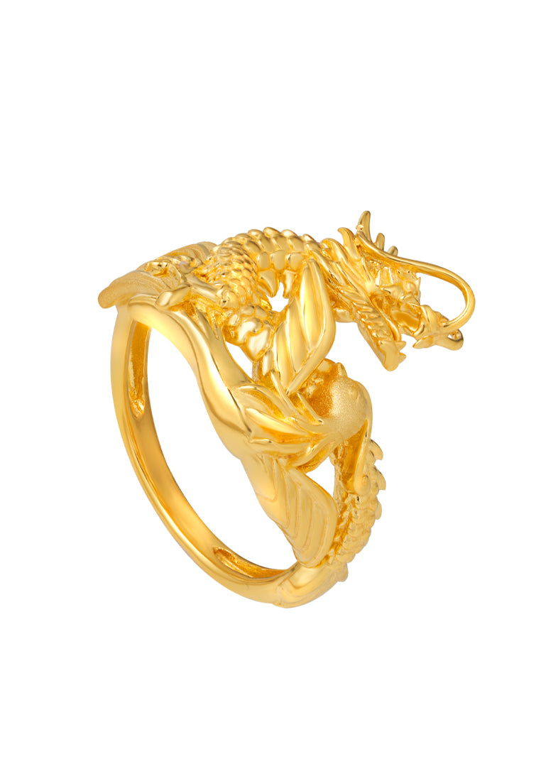 TOMEI Dragon Phoenix Ring, Yellow Gold 916