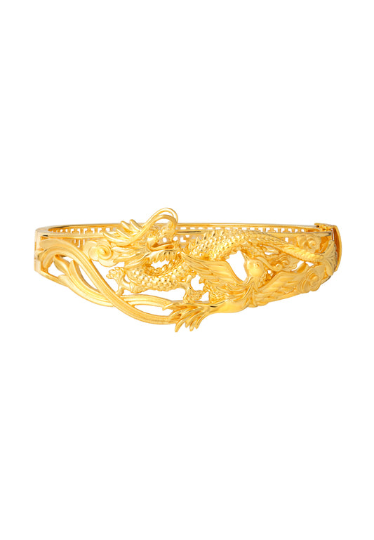 TOMEI Dragon Phoenix Bangle, Yellow Gold 916