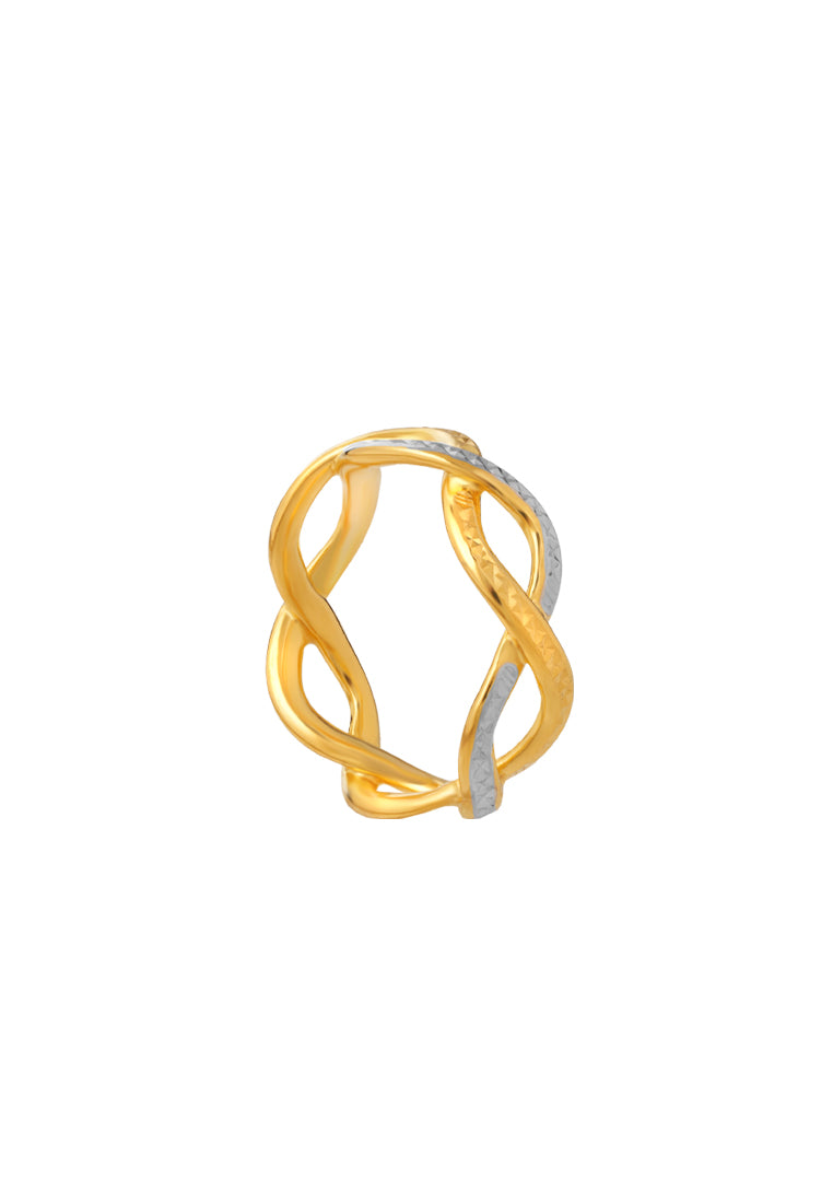 TOMEI Dual-Tone Ring, Yellow Gold 916