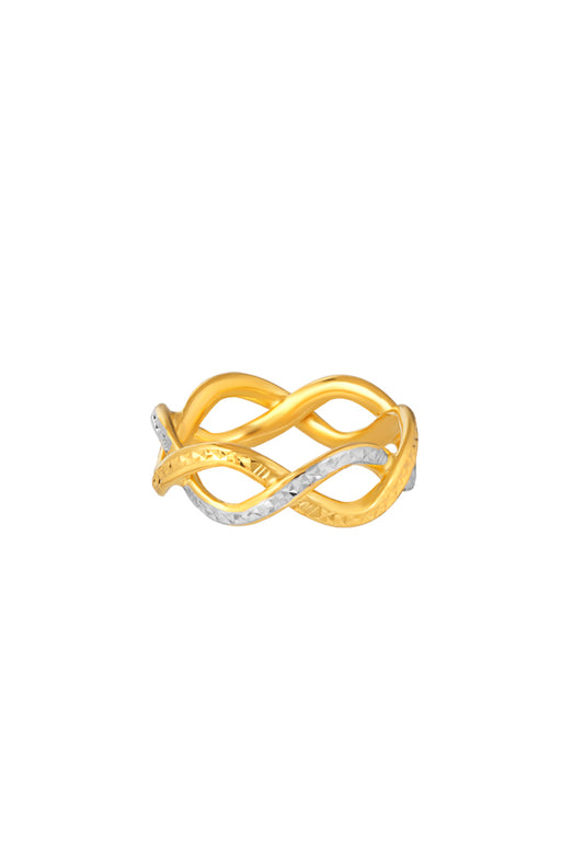 TOMEI Dual-Tone Ring, Yellow Gold 916