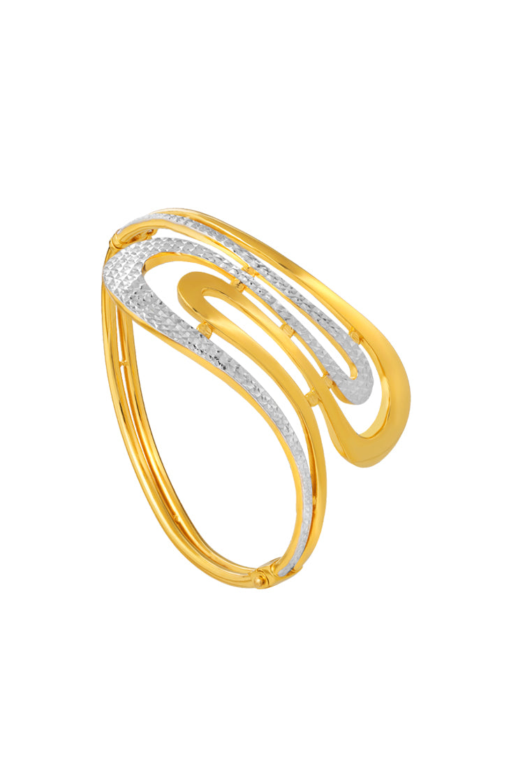 TOMEI Dual-Tone Bangle, Yellow Gold 916