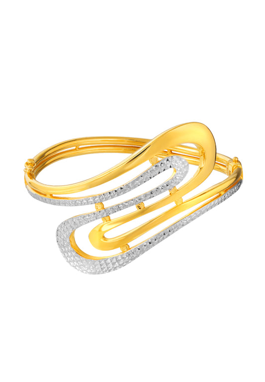 TOMEI Dual-Tone Bangle, Yellow Gold 916