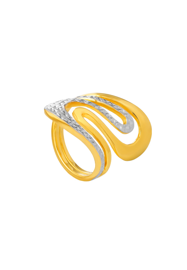 TOMEI Dual-Tone Ring, Yellow Gold 916