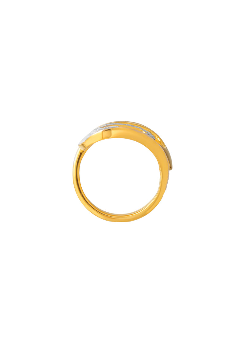 TOMEI Dual-Tone Ring, Yellow Gold 916