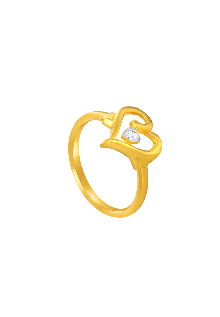 TOMEI Dual-Tone Heart Ring, Yellow Gold 916