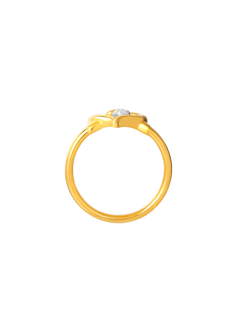 TOMEI Dual-Tone Heart Ring, Yellow Gold 916
