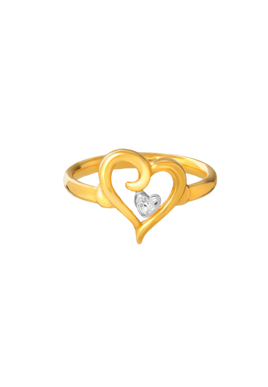 TOMEI Dual-Tone Heart Ring, Yellow Gold 916