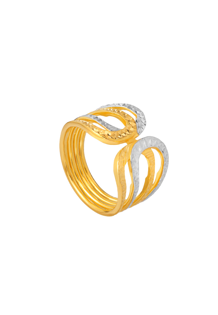 TOMEI Dual-Tone Ring, Yellow Gold 916
