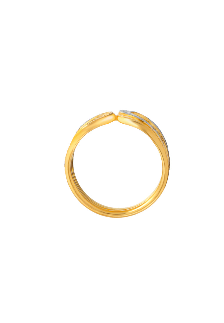 TOMEI Dual-Tone Ring, Yellow Gold 916