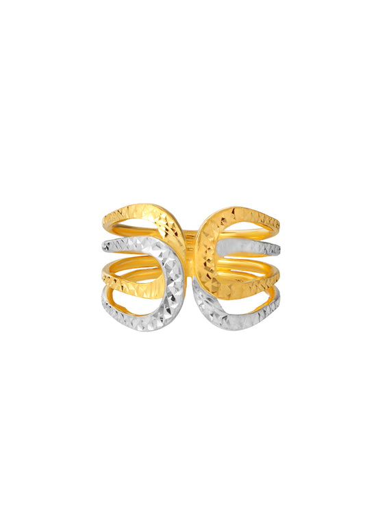 TOMEI Dual-Tone Ring, Yellow Gold 916