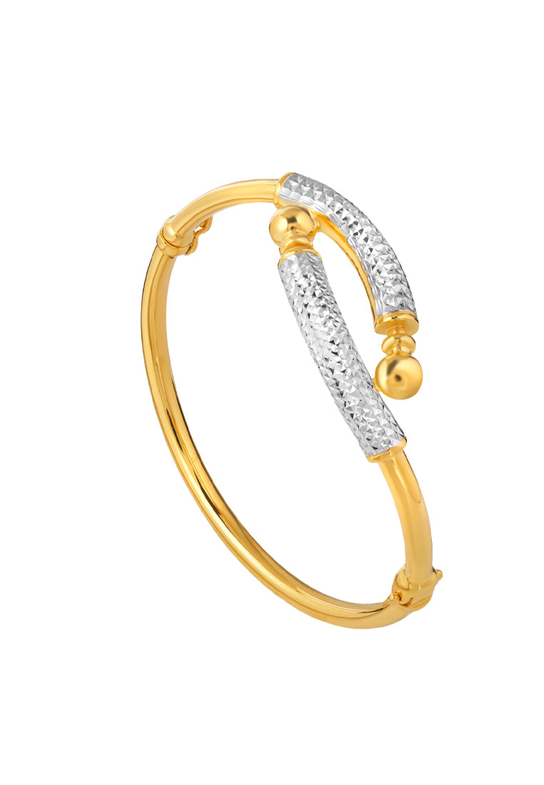 TOMEI Dual-Tone Bangle, Yellow Gold 916