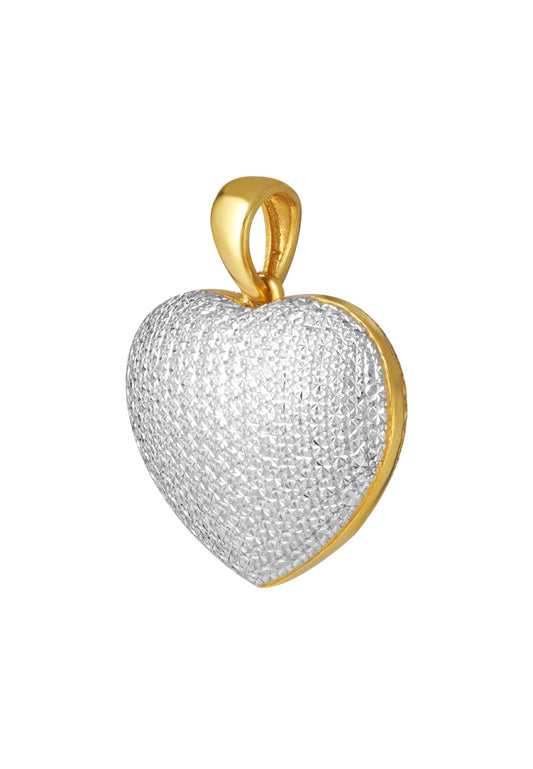 TOMEI Diamond Cut Collection Heart Pendant, Yellow Gold 916