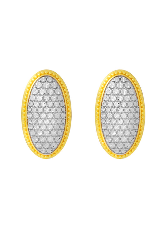 TOMEI Diamond Cut Collection Ellipse Earrings, Yellow Gold 916