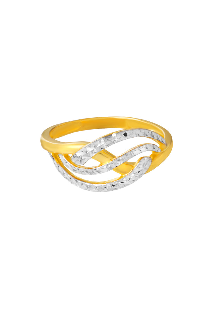 TOMEI Dual-Tone Ring, Yellow Gold 916