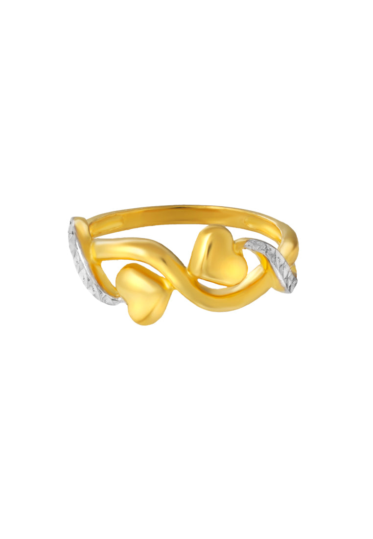 TOMEI Dual-Tone Ring, Yellow Gold 916