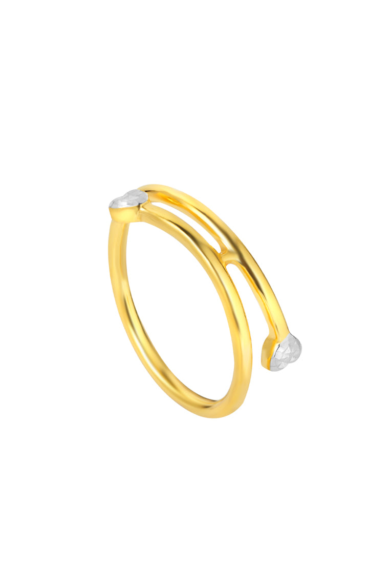 TOMEI Dual-Tone Dwi Hearts Ring, Yellow Gold 916